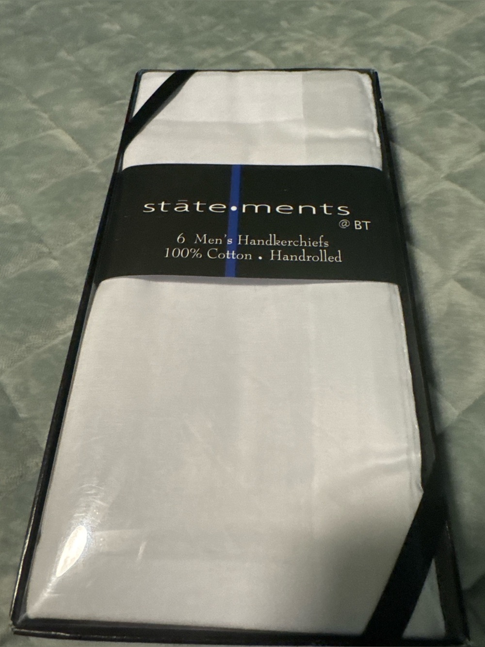 Vtg Statements @ BT Men’s Handkerchiefs 6 Pc Set White 100% Cotton NOS Unopened